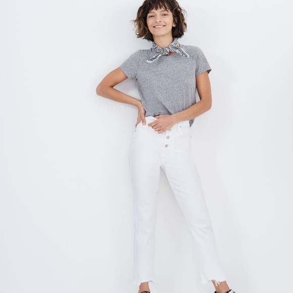 MADEWELL The Perfect Vintage Crop Jeans,white button front jeans women’s size 25 - Picture 1 of 13